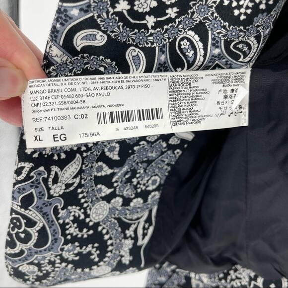MNG Collection Paisley Navy White Print Blazer Size 10 Gardencore Fairycore - Picture 9 of 16